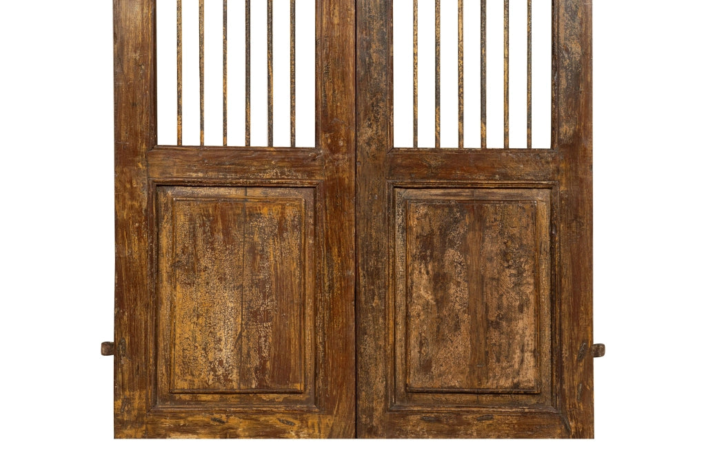 Biscottini Porta portone in legno massello e ferro da interno o da esterno vecchia e antica medievale scorrevole