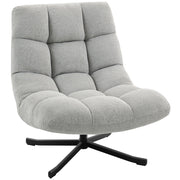 Poltrona Girevole Relax con Poggiapiedi ¨C Zephmum ¨C Grigio Chiaro, Tessuto, 90x100x110