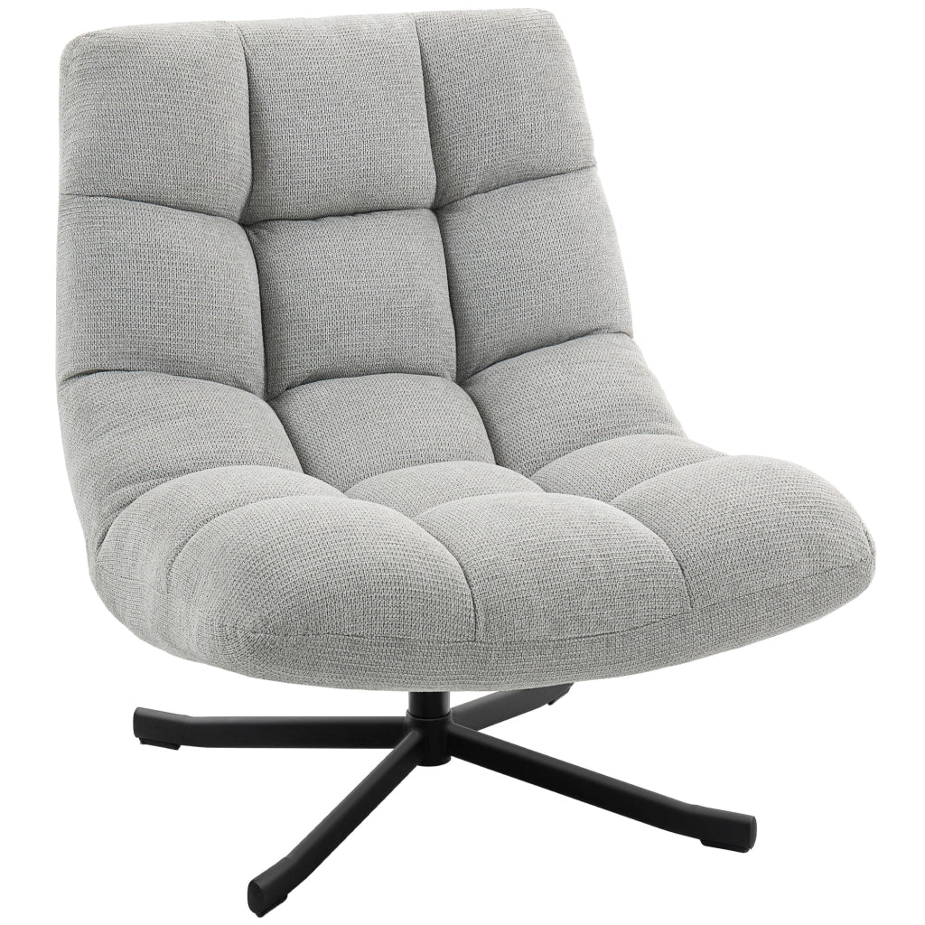 Poltrona Girevole Relax con Poggiapiedi ¨C Zephmum ¨C Grigio Chiaro, Tessuto, 90x100x110