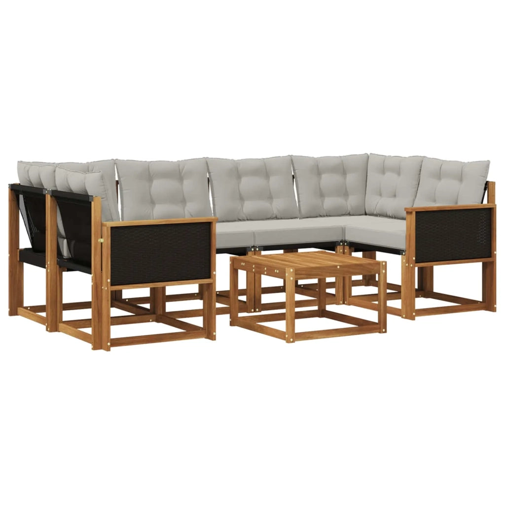 Set di divani da esterno 7 pz Naturale e Grigio Chiaro 3381799