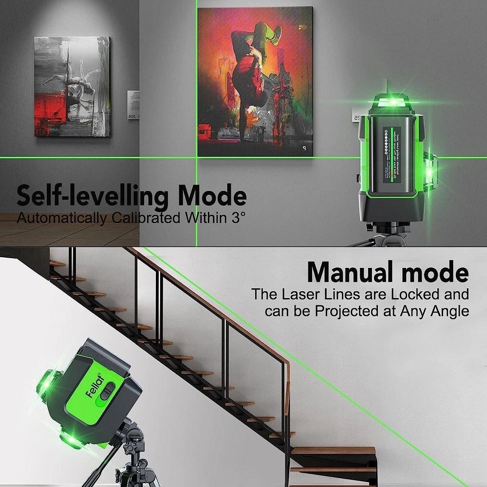 Trade Shop - Livella Laser Autolivellante A 360° Livella Laser Verde 2 Batterie Ricaricabili -