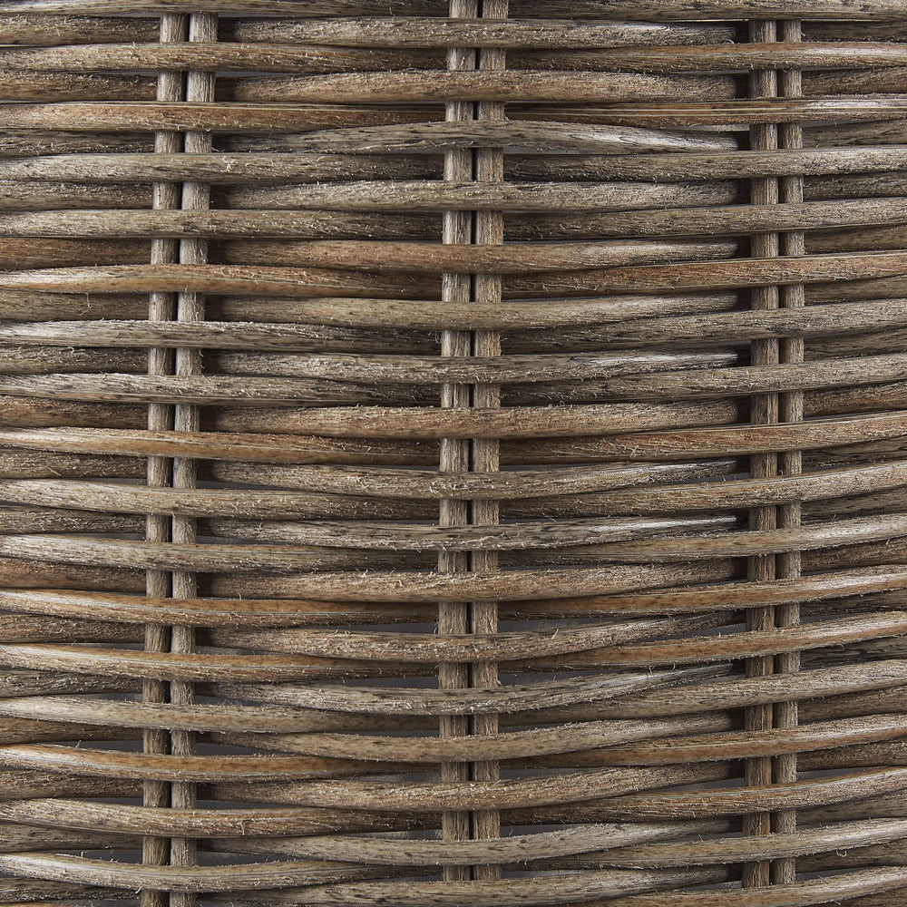 Set di 2 cesti per piante rotondi in rattan marrone con manici intarsio sintetico