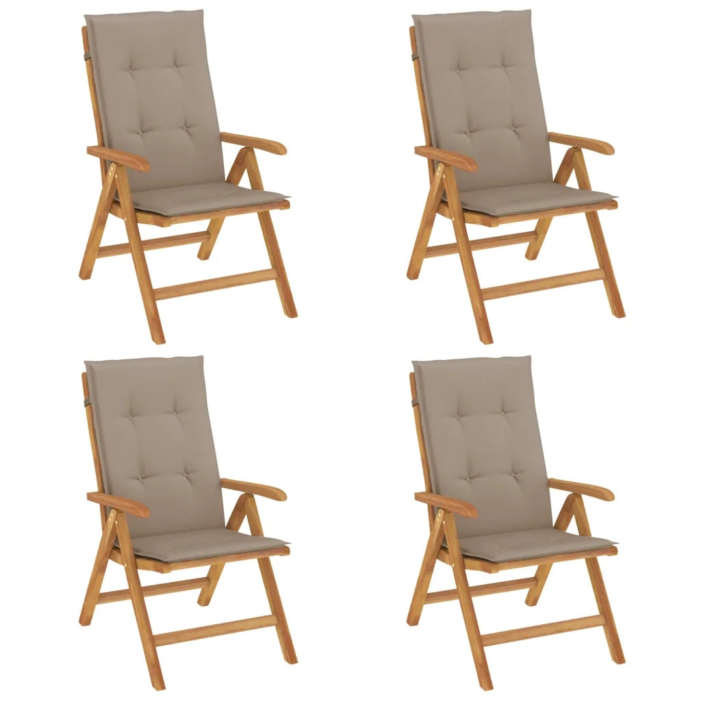 Sedie da Giardino Reclinabili con Cuscini 4 pz in Legno di Teak 3196471