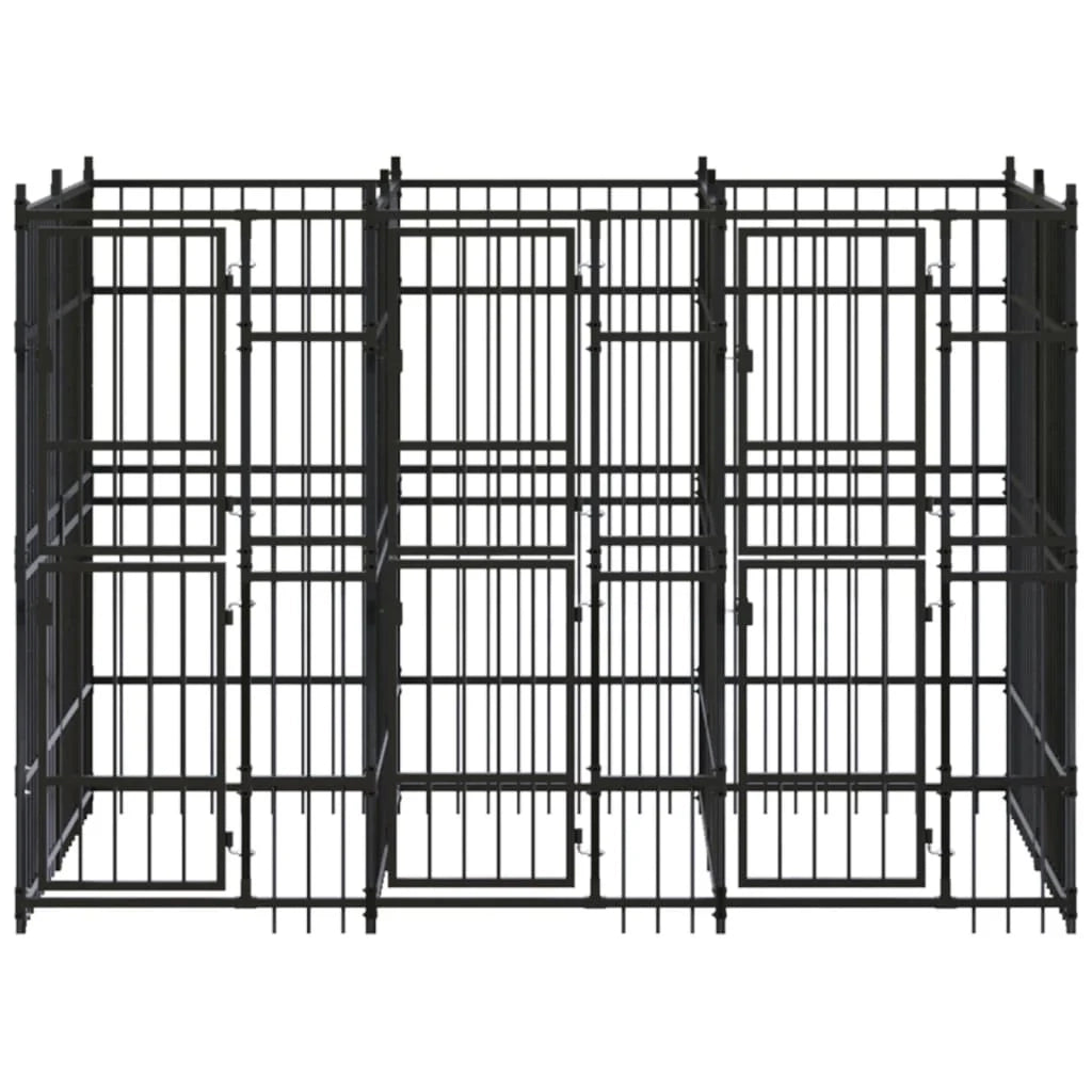 Cuccia/gabbia/recinto/zaino per cani da esterno acciaio 5,53 m² nero 02_0041857