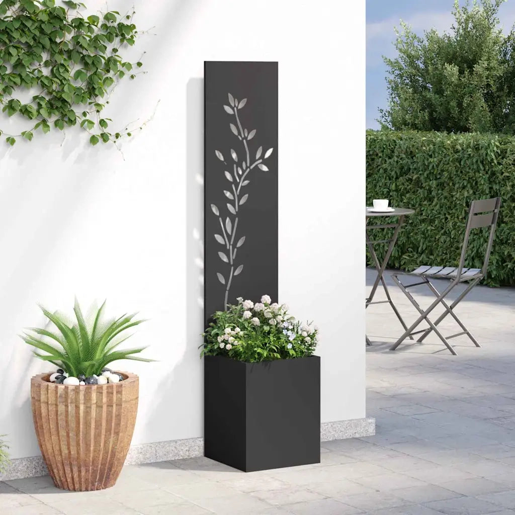 vidaXL Schermo per privacy in giardino Floreale Nero 32 x 140 cm