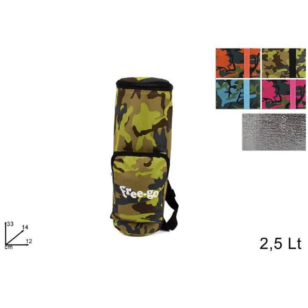 Trade Shop - Sacca Borsa Porta Bottiglie Termica 2,5 Lt Mimetico Spiaggia Mare Freddo Caldo -