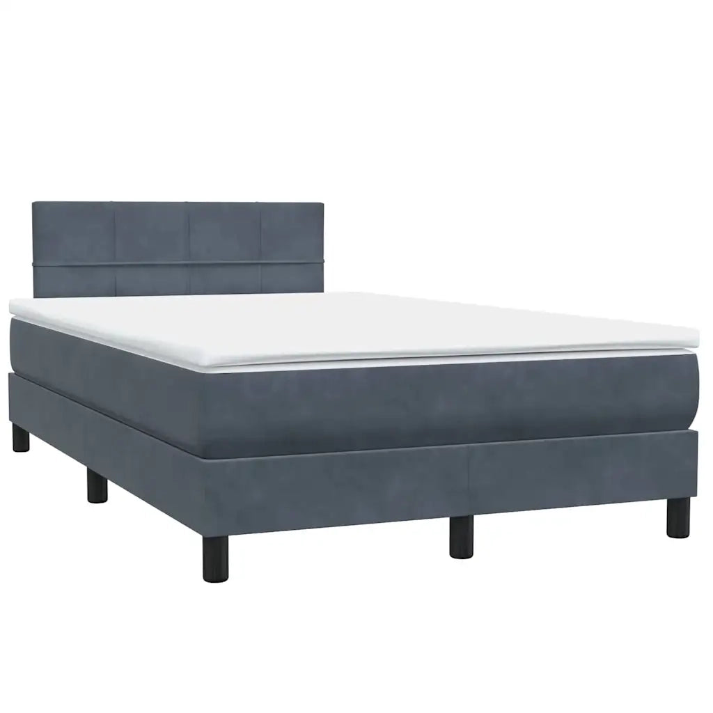 Letto a Molle con Materasso e LED Grigio Scuro 120x220 cm Velluto 3316924