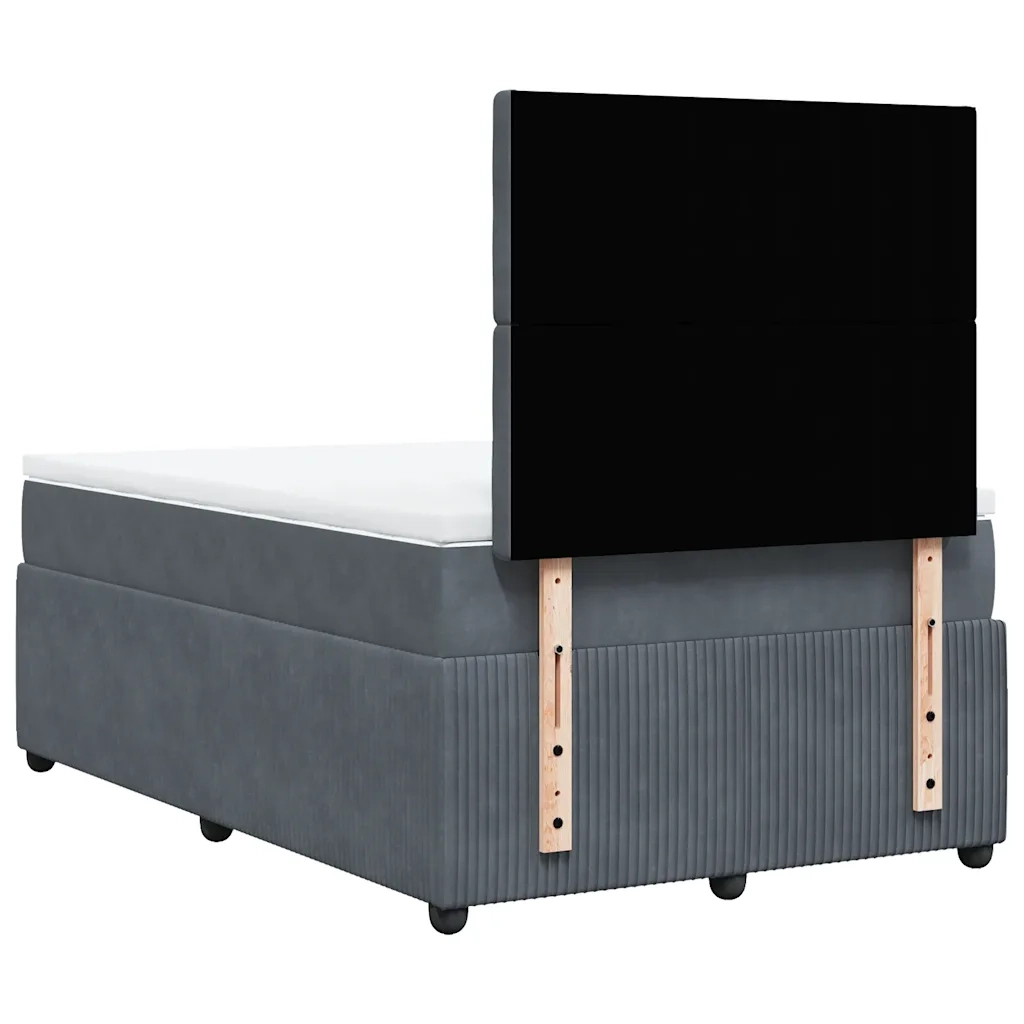 Giroletto a Molle con Materasso Grigio Scuro 120x190 cm Velluto