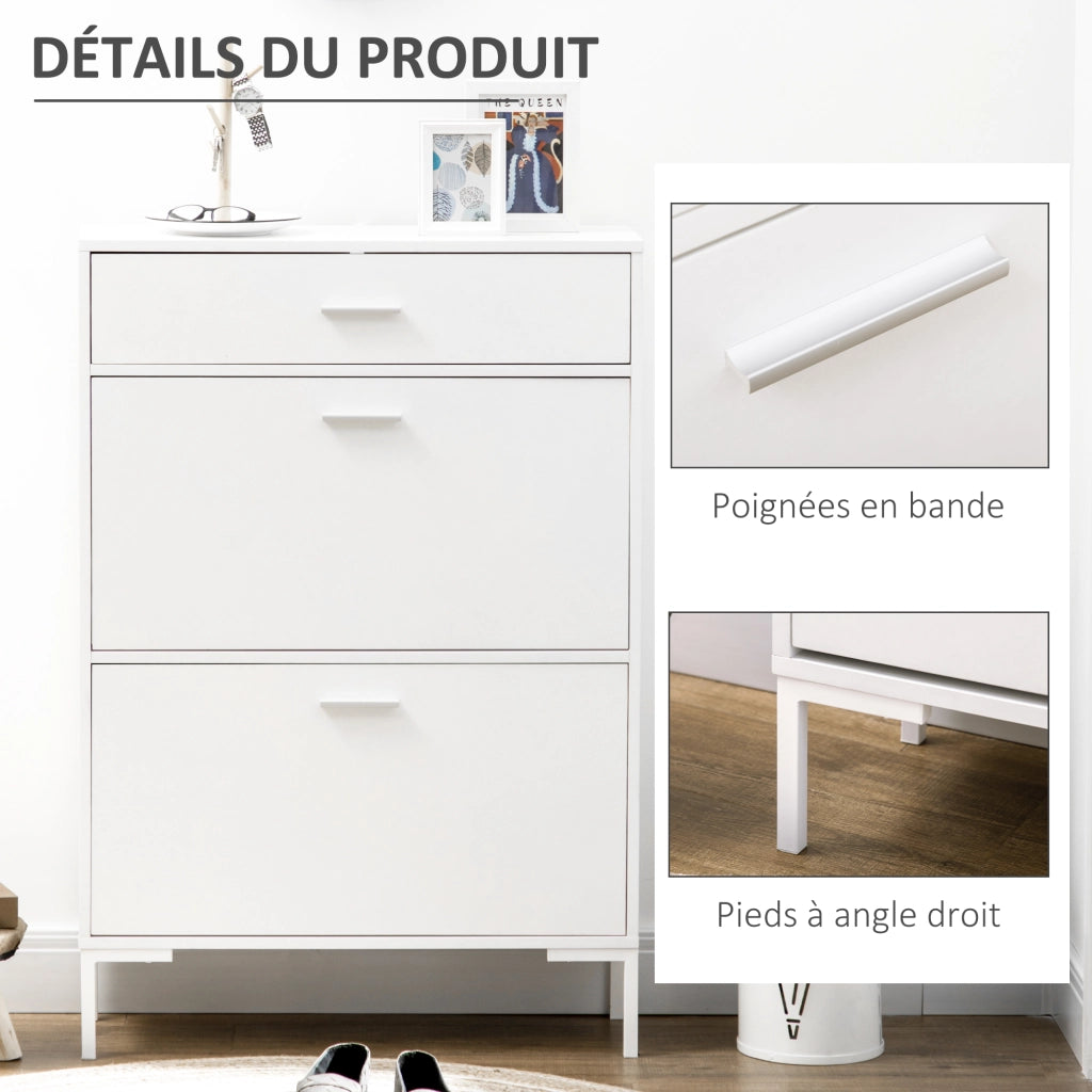 Scarpiera con cassetti e appendiabiti ¨C Minimal ¨C bianco 75x26x110 cm