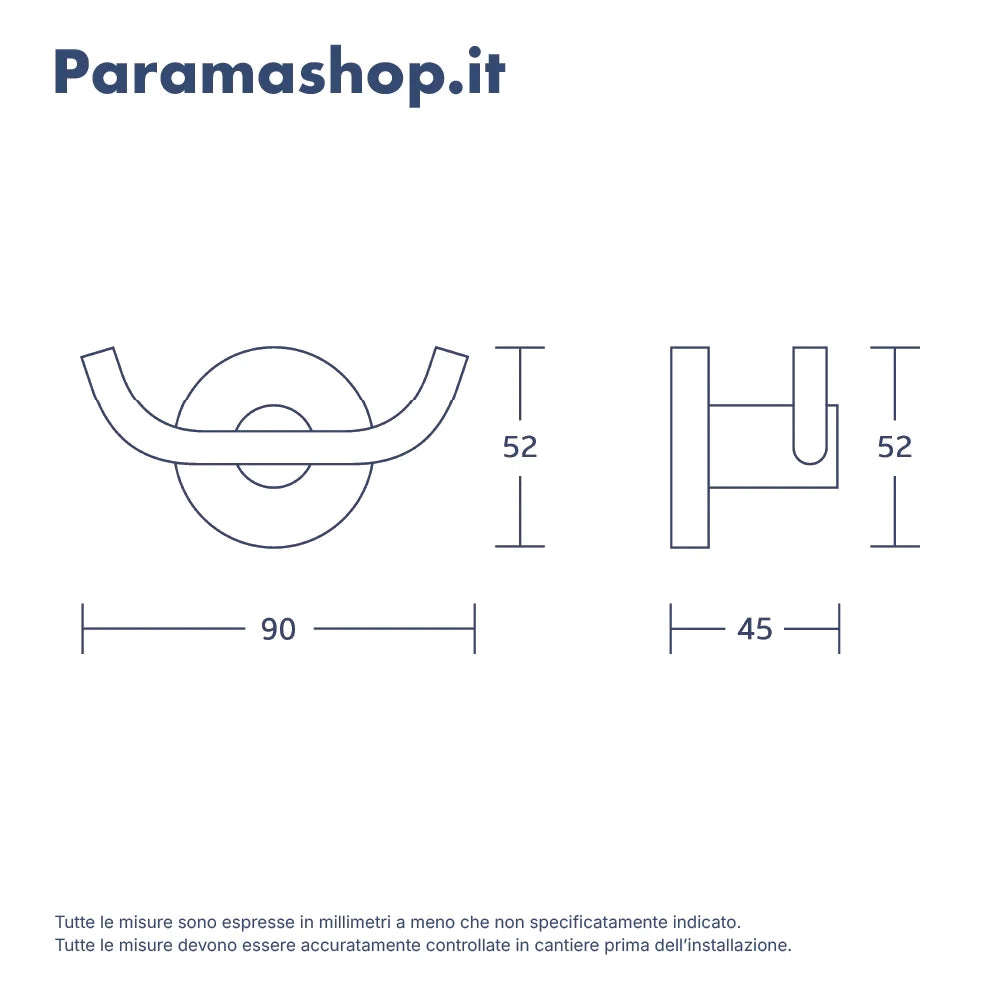 Doppio appendino in zinco cromato | Hook
