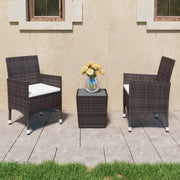 Set Bistrot Giardino 3 pz Polyrattan e Vetro Temperato Marrone cod mxl 44542