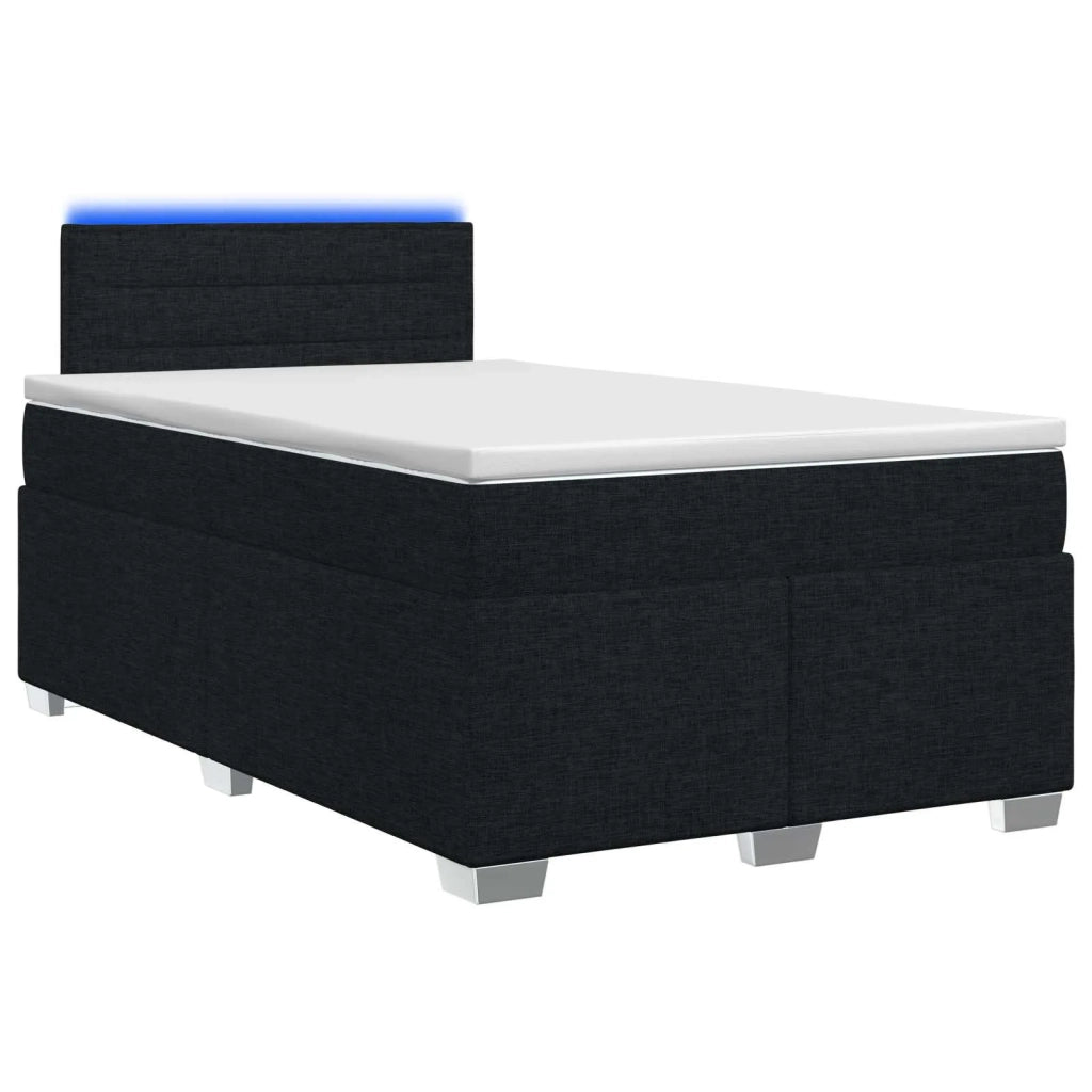 Letto con Box Spring, Materasso e LED Nero 120 x 200 cm Tessuto 3451912