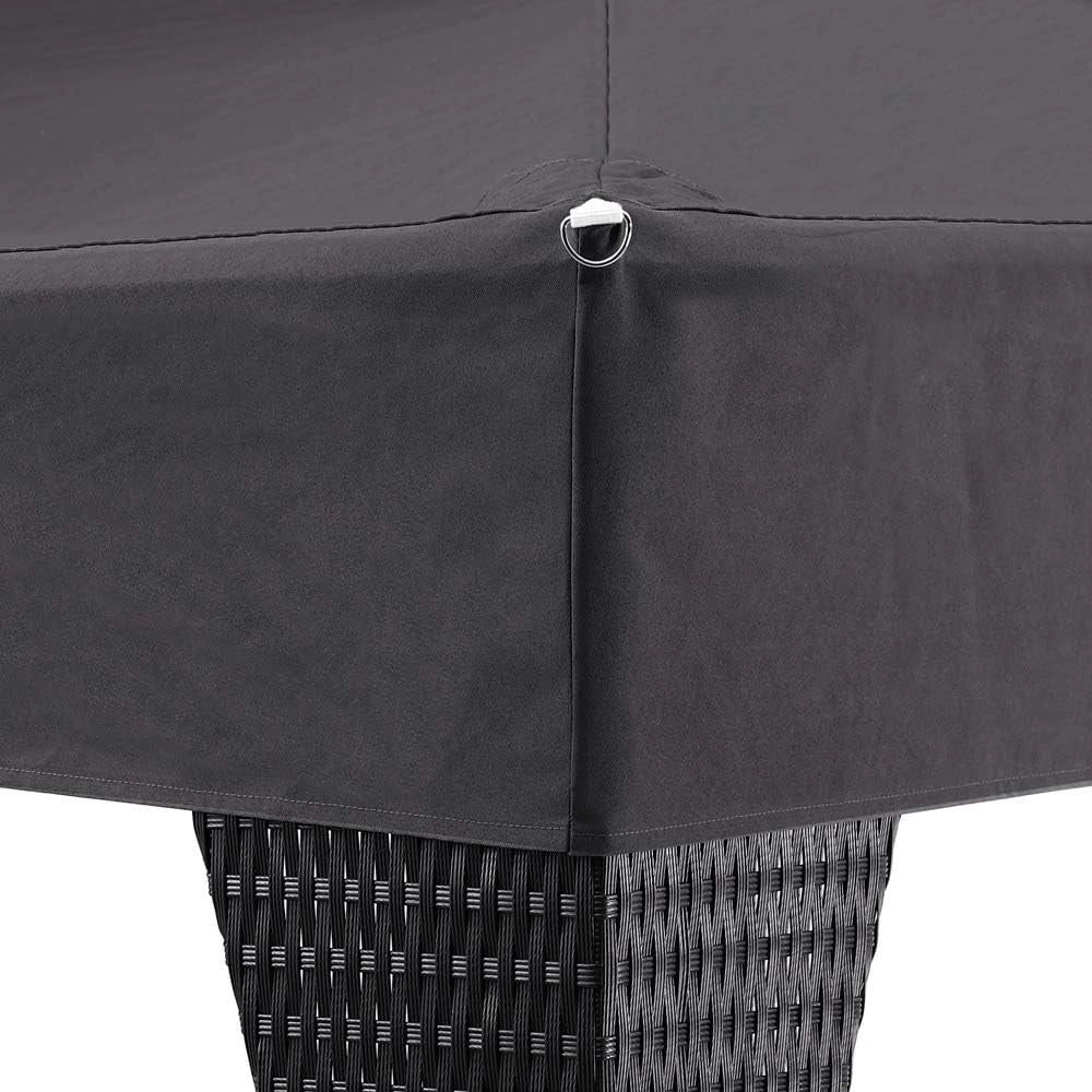 Gazebo da Giardino 3x4m Polyrattan Idrorepellente Padiglione Tendone Festa Protezione UV Nero