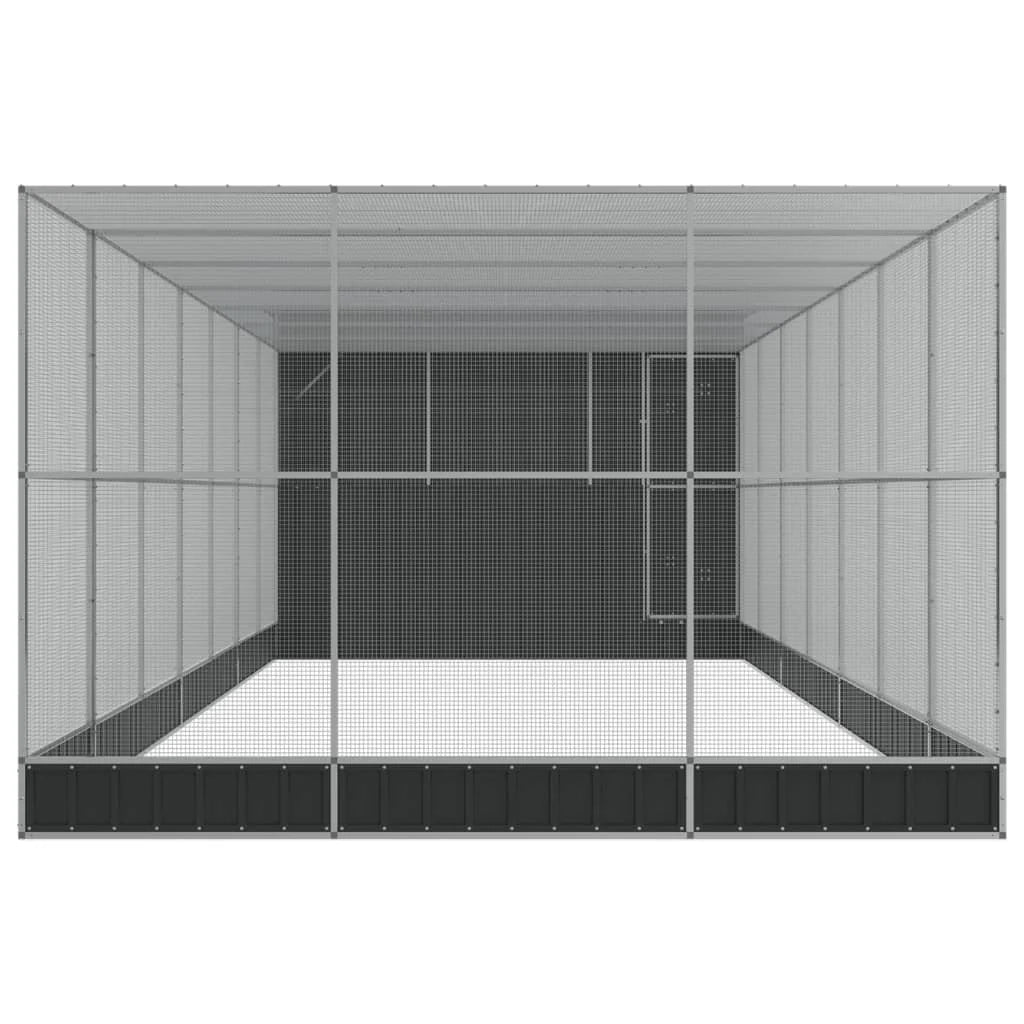 Voliera a gabbia con estensione in argento 911 x 303 x 216 cm acciaio argento 02_0045667