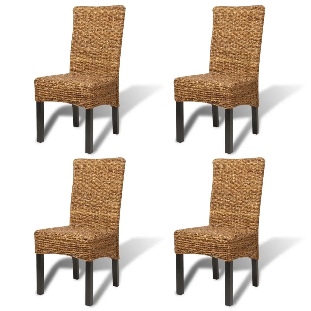 Sedie da Pranzo 4 pz in Legno Massello di Mango e Abaca 274200