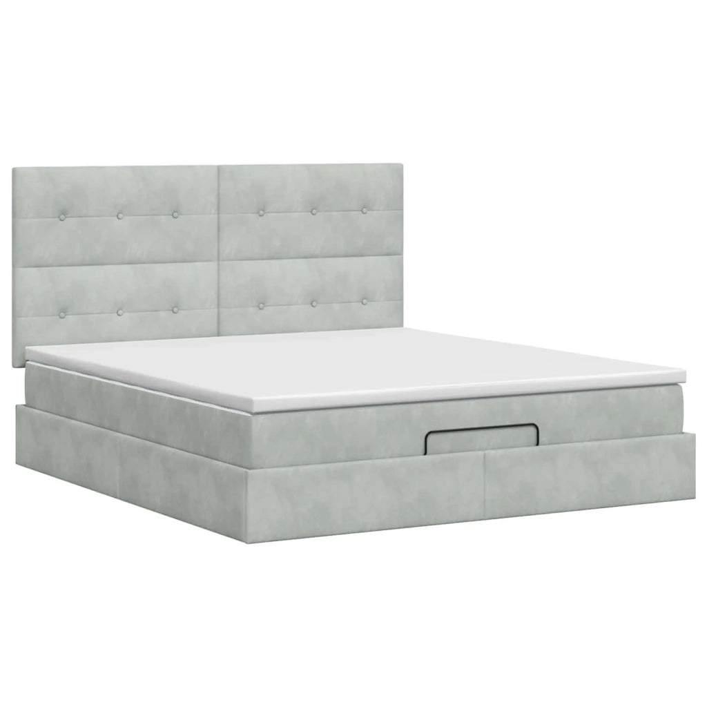 Letto ottomano con materasso Grigio Chiaro 140 x 190 cm Velluto 3457719
