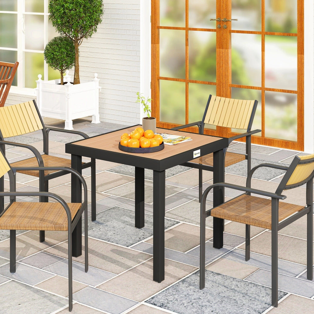 GARTENTISCH 78x78x74 cm in alluminio effetto legno, nero