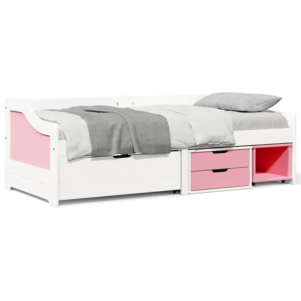 Letto singolo | Letto per adulti | Dormeuse 3 Cassetti senza Materasso Bianco&Rosa 90x200 cm IRUN