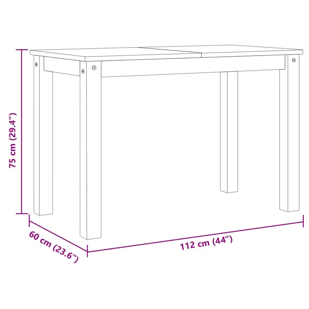 Tavolo da Pranzo Panama Grigio 117x60x75 cm Legno Massello Pino