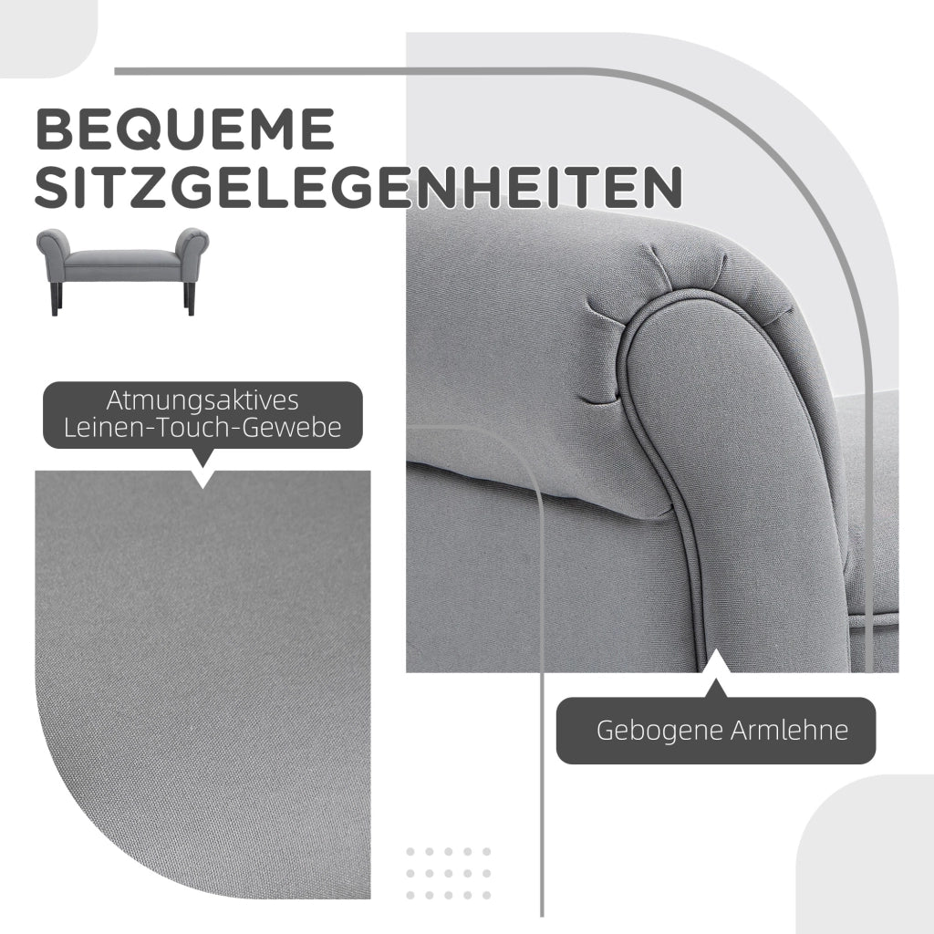 PANCA Imbottita 102 x 36 x 51 cm Grigio scuro MDF