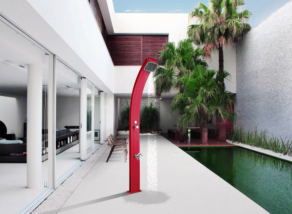 Doccia da Esterno Giardino Miscelatore e Lavapiedi Arkema Spring Fascia Inox Viola