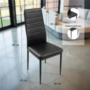 SET 4 SEDIE IMBOTTITE CON SEDUTA SIMILPELLE E GAMBE IN METALLO NERO DIMENSIONI 40X41X95 CM