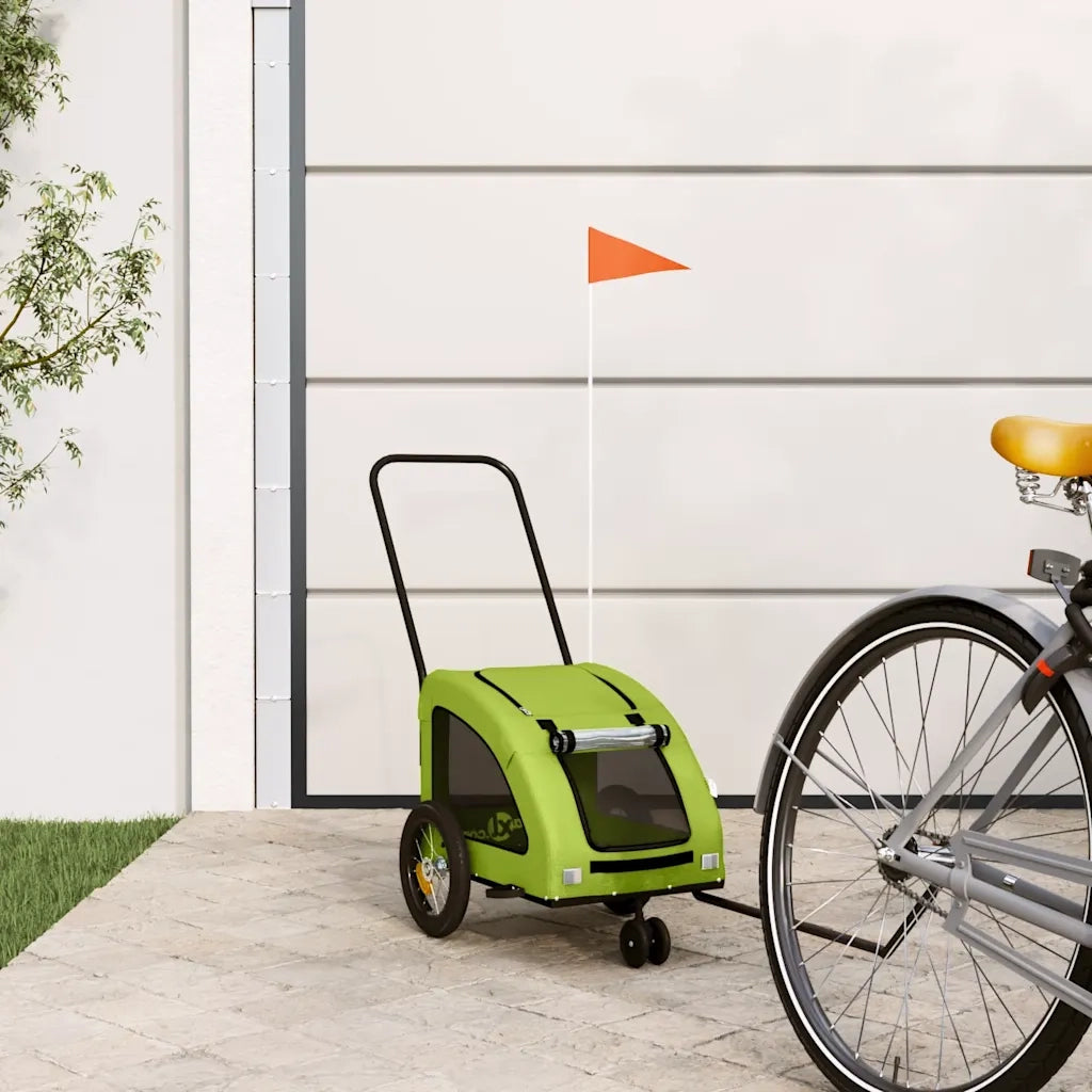 Rimorchio da Bici per Animali Verde Oxford e Ferro