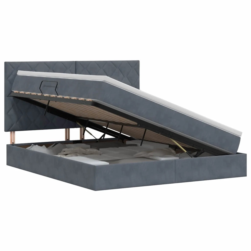 Letto con contenitore e materasso Grigio Scuro 140 x 190 cm 3459748