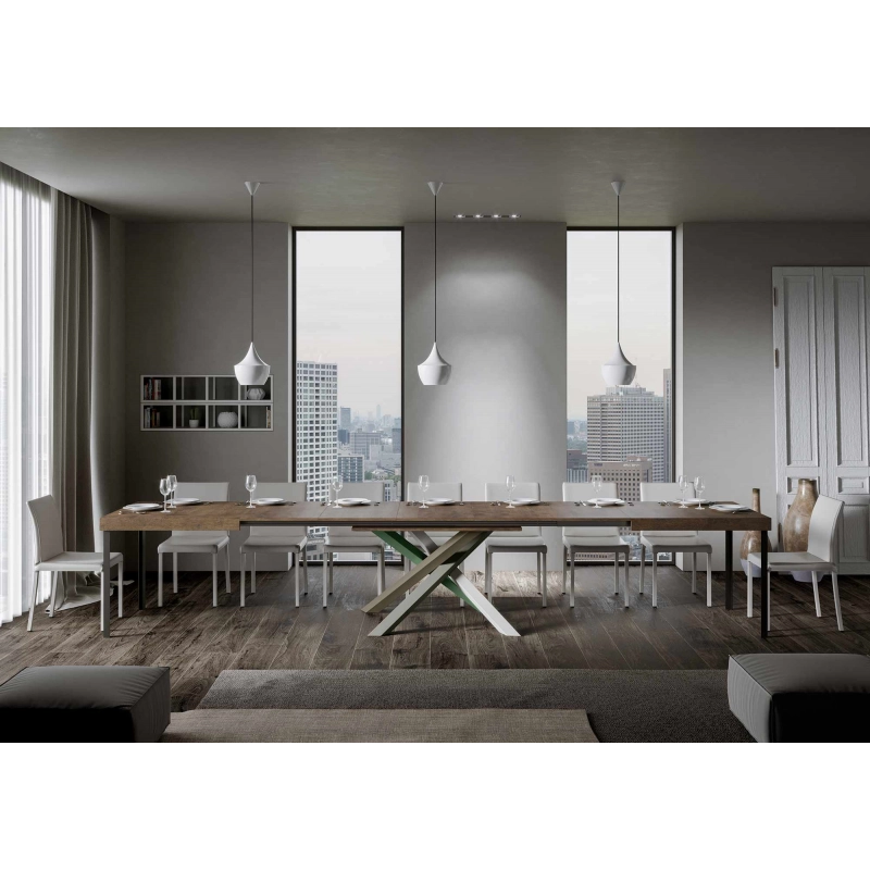 Tavolo allungabile 90x130/390 cm Volantis telaio gambe 4 colori (A) - Noce