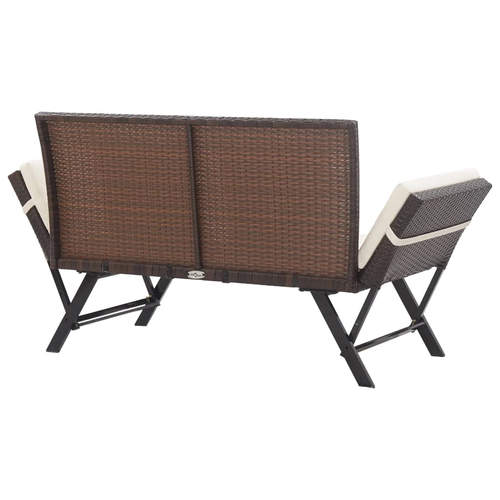 Panca da giardino mobili da esterno per patio mobili da terrazza con cuscini 176 cm resina intrecciata marrone 02_0011593