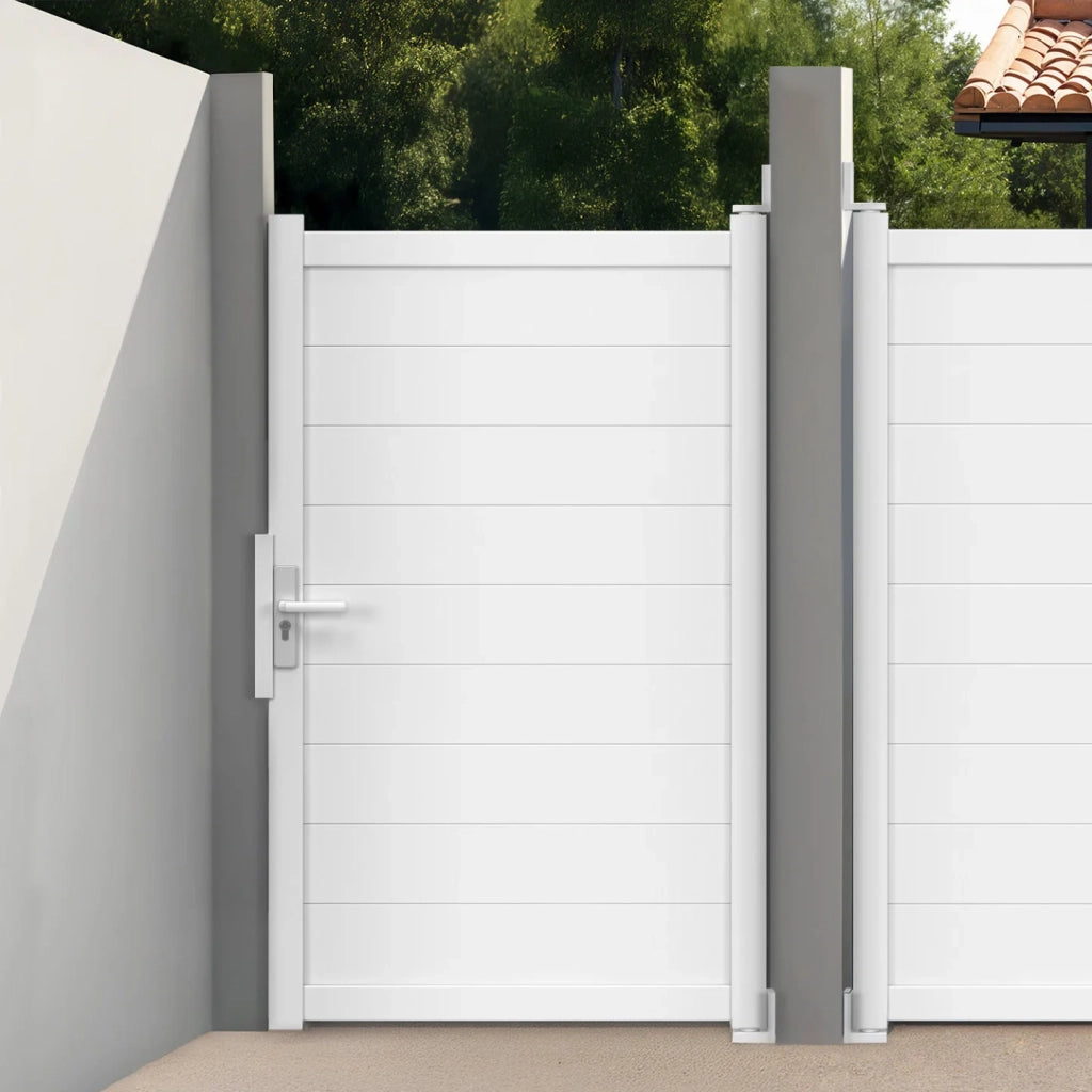 IDMarket - 100x160 cm porta a battente in alluminio bianco
