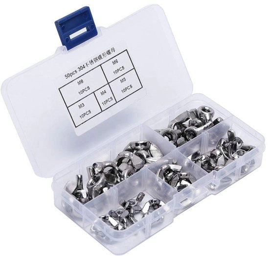 Assortimento di Viti e Vitielli in Acciaio Inossidabile - 50 pezzi - Dimensioni M3/M4/M5/M6/M8 - Kit di Fissaggio - Resistente alla Corrosione - Portatile - Confezionato in Scatola - Vitielli