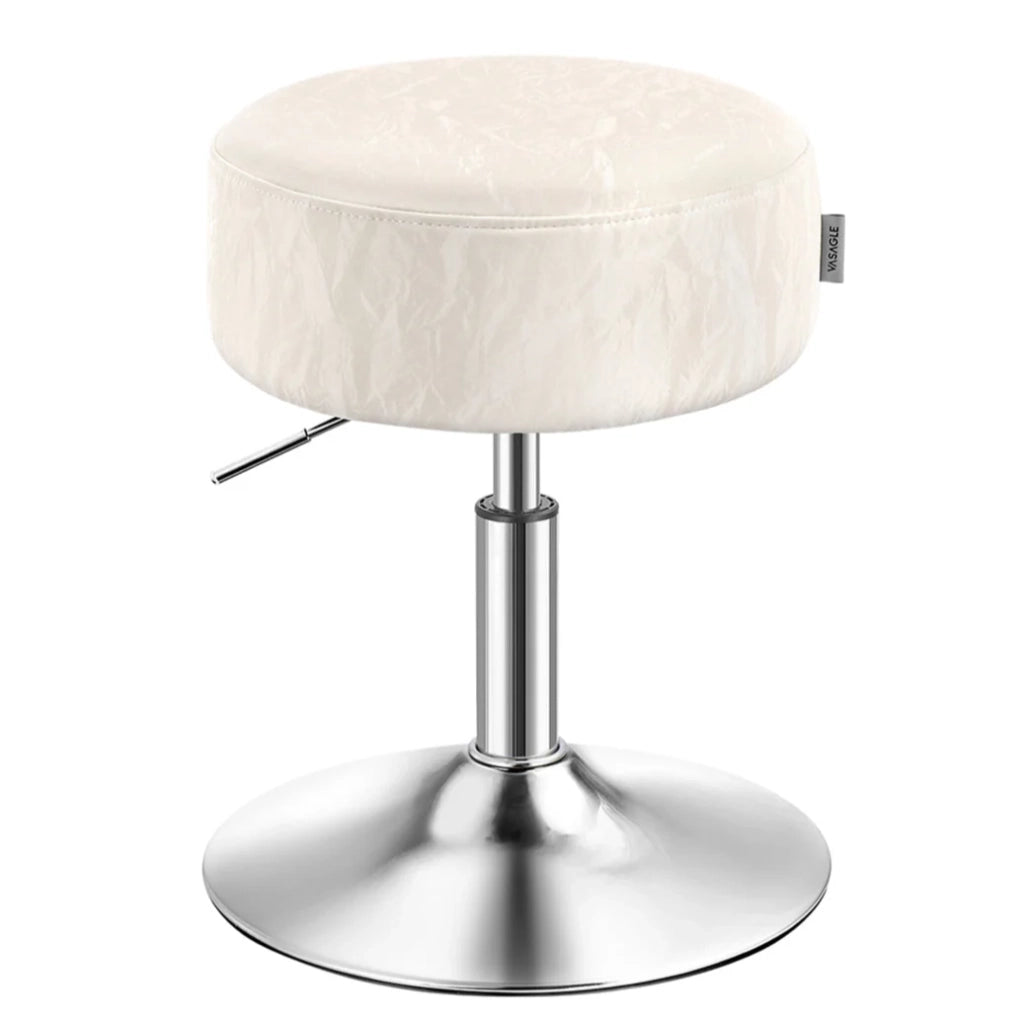 Sgabello da trucco girevole a 360 gradi regolabile in altezza con spesso cuscino in PU sgabello da toeletta per camera da letto cucina sala da pranzo moderno bianco 12_0007717