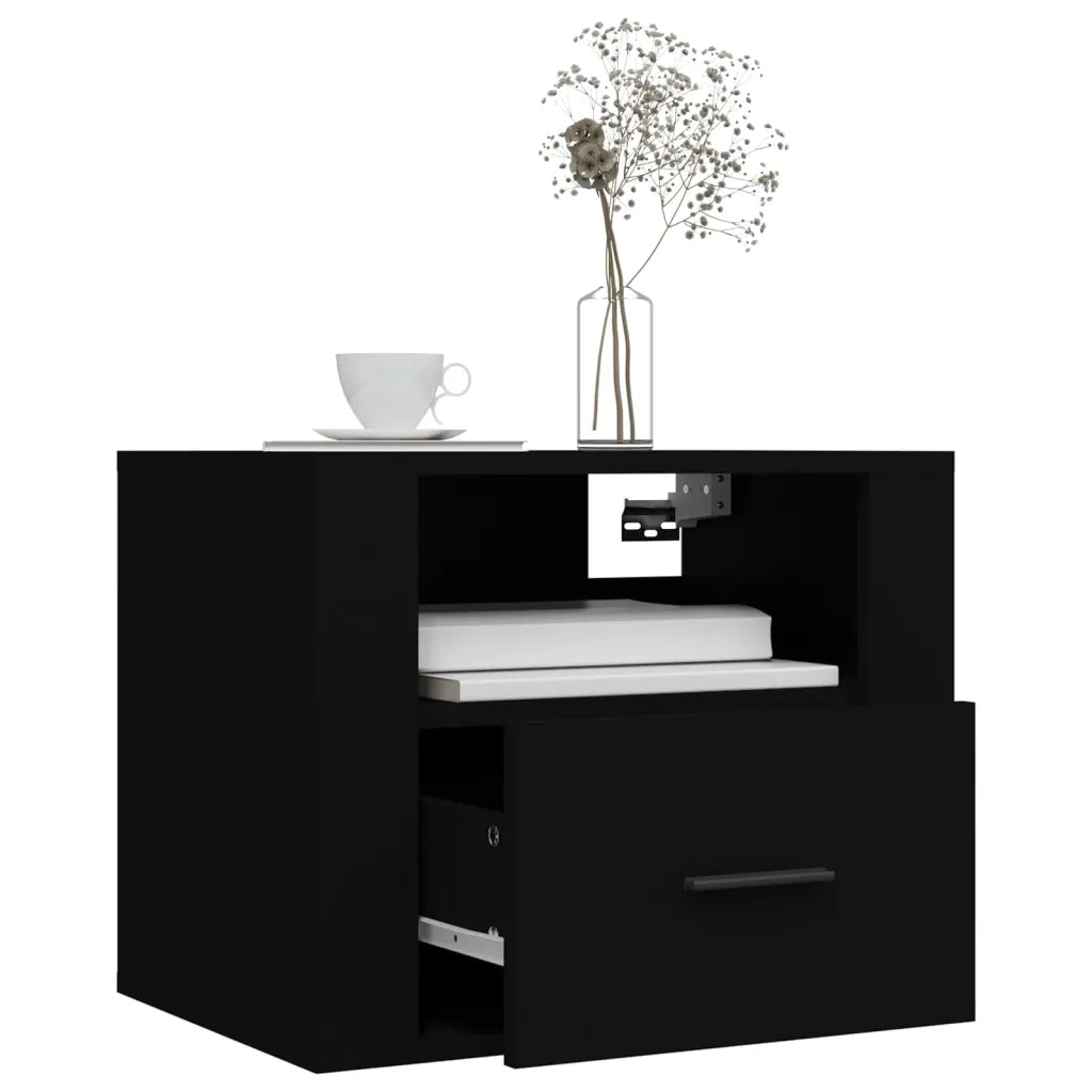 Comodino a Muro Nero 50x36x40 cm cod mxl 37561