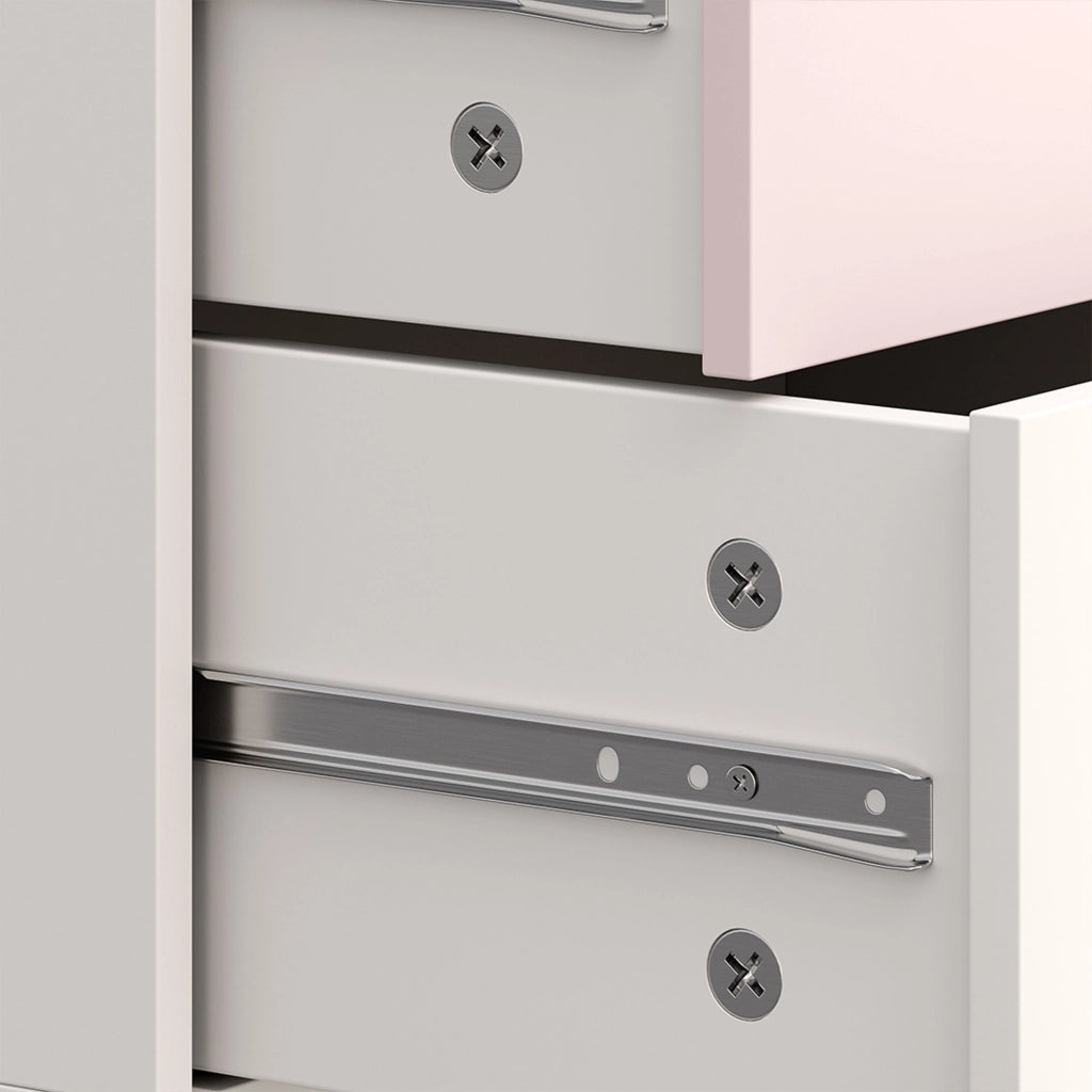 Cassettiera Sandnes per Cameretta Bambini 62 x 38 x 30 cm Bianco / Rosa  [en.casa]
