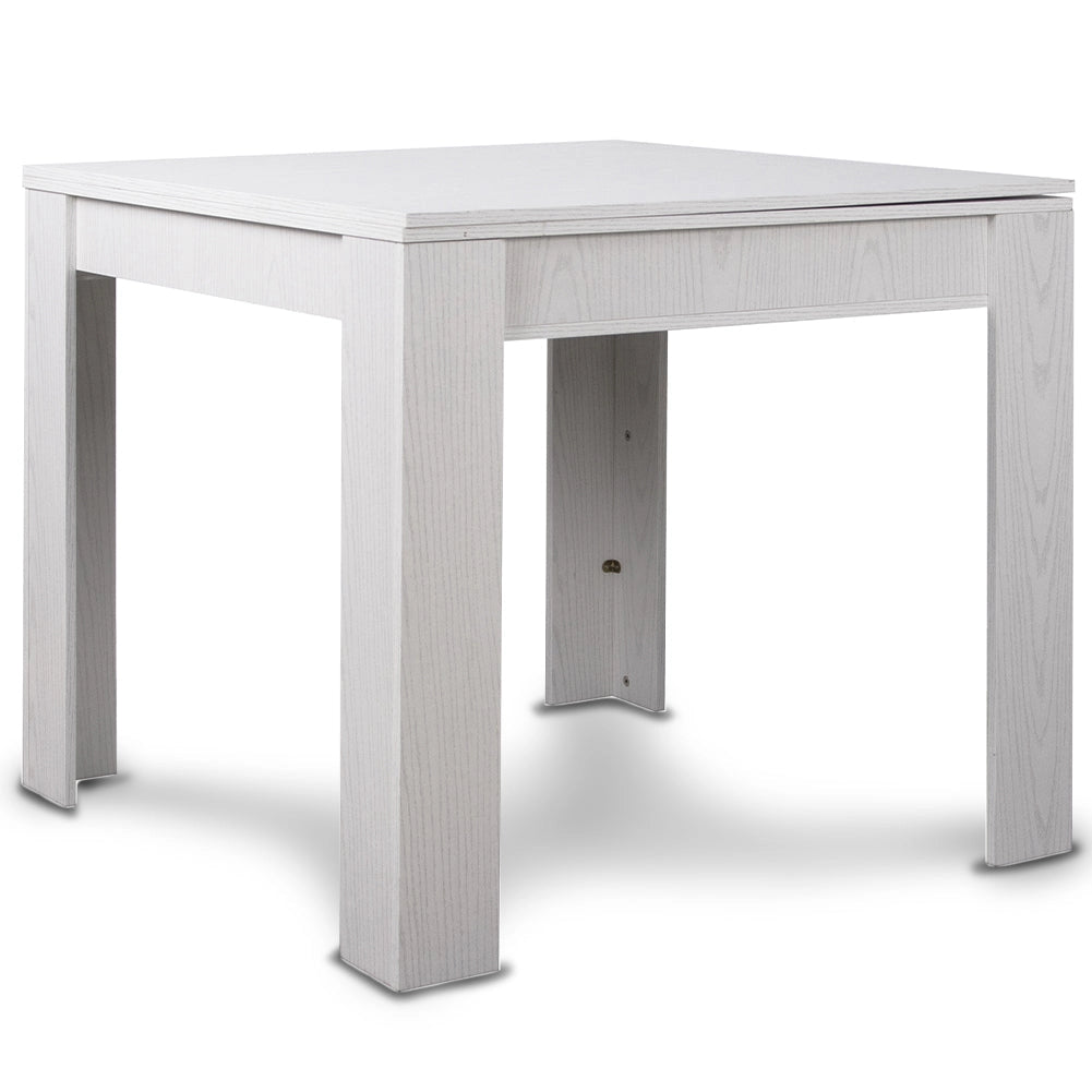 Tavolo da Pranzo Quadrato Allungabile 90x90 in Legno Bianco con Apertura a Libro