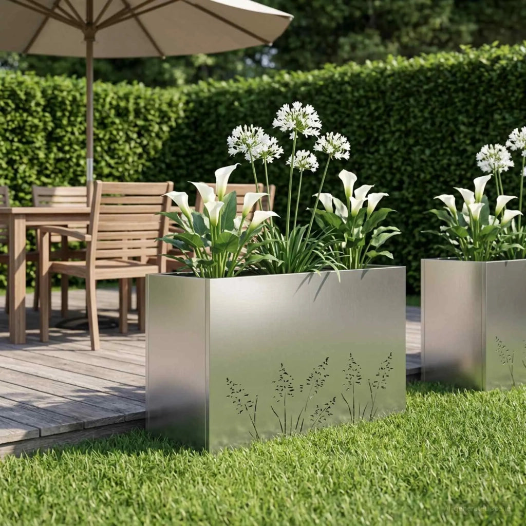 Vaso da giardino Argento 80 x 20 x 49 cm Acciaio zincato 8005830