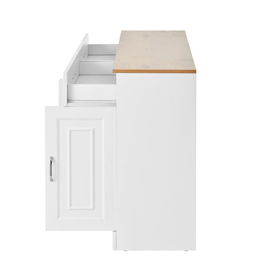 Credenza con 4 ante e 2 cassetti; ripiani regolabili; 120 x 35 x 80;5 cm; bianca