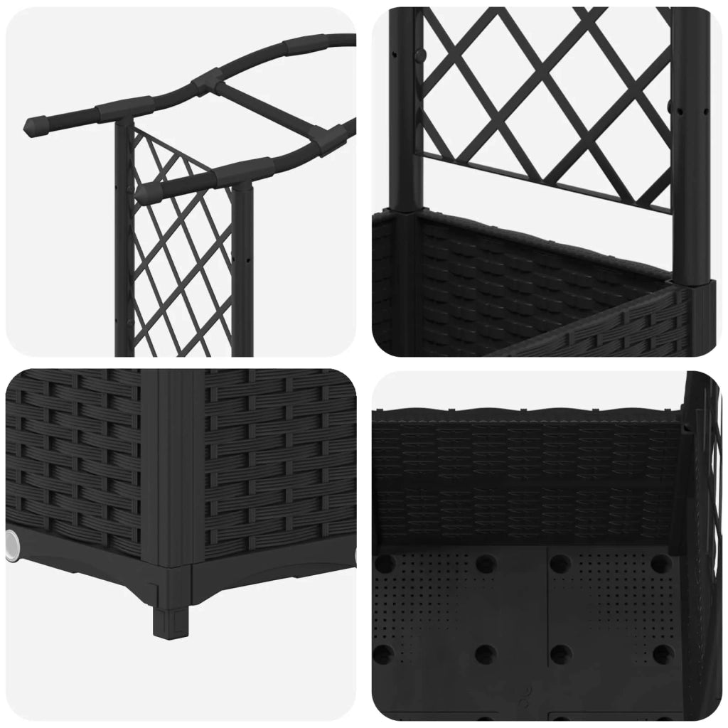 Letto Rialzato con Griglia e Tetto Nero 125 x 40 x 138 cm PP 42032530