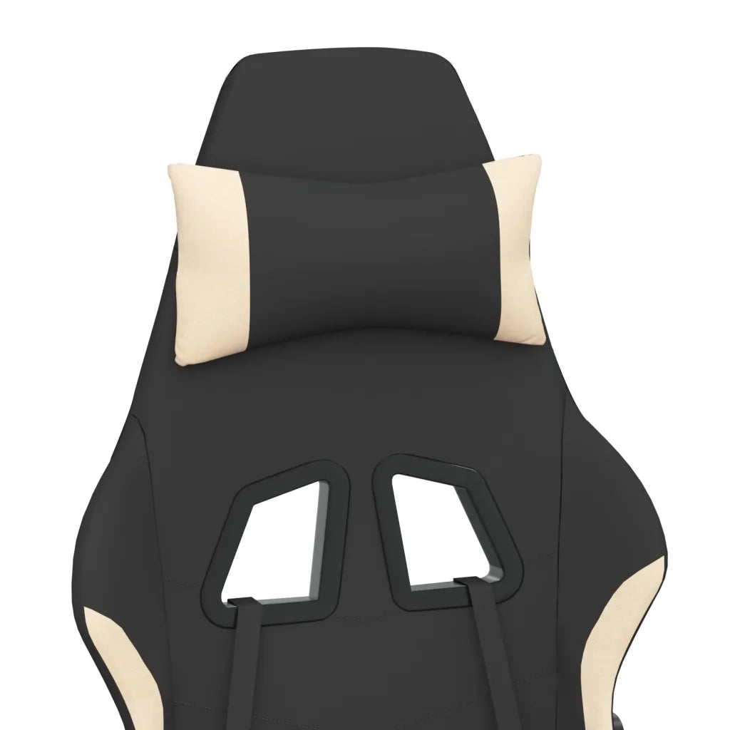 Sedia da Gaming con Poggiapiedi Nero e Crema in Tessuto 3143743