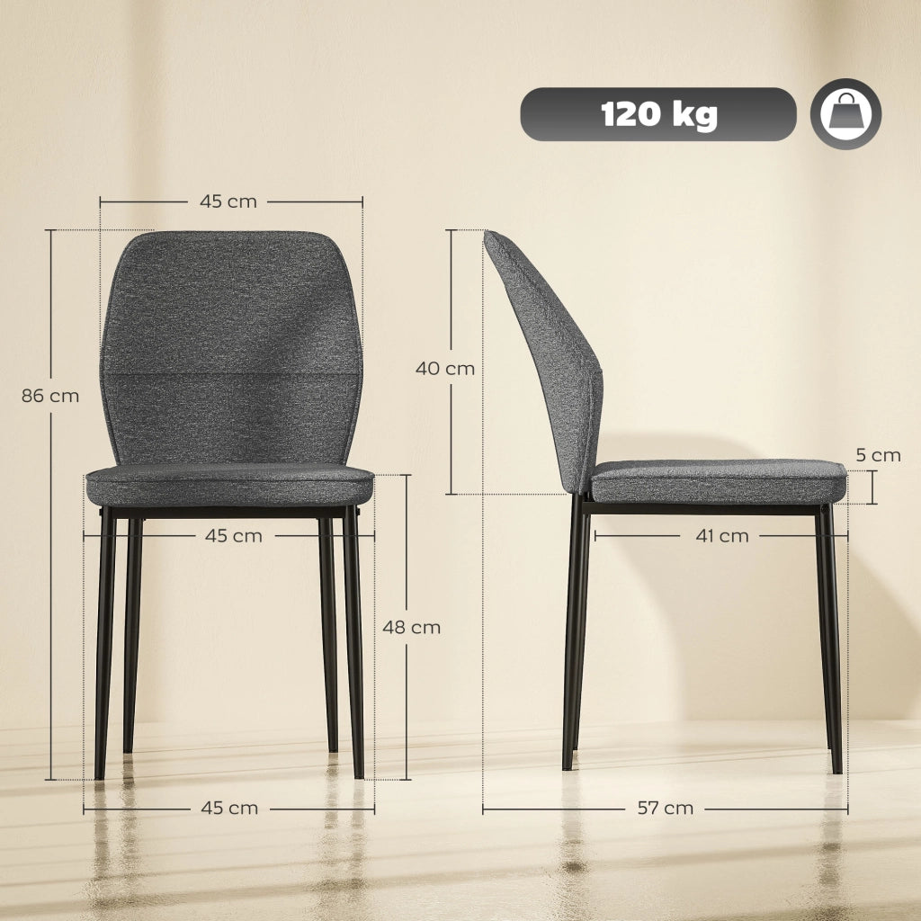 Set di 2 Sedie da Pranzo Imbottite in Velluto con Schienale Curvo e Gambe in Metallo ¨C Minimal ¨C Grigio 45x57x86 cm