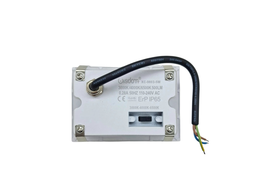 Faretto segnapasso LED bianco da esterno IP65 5W con vetro, luce CCT 3000K 4000K 6500K, incasso 503 per scale e giardino