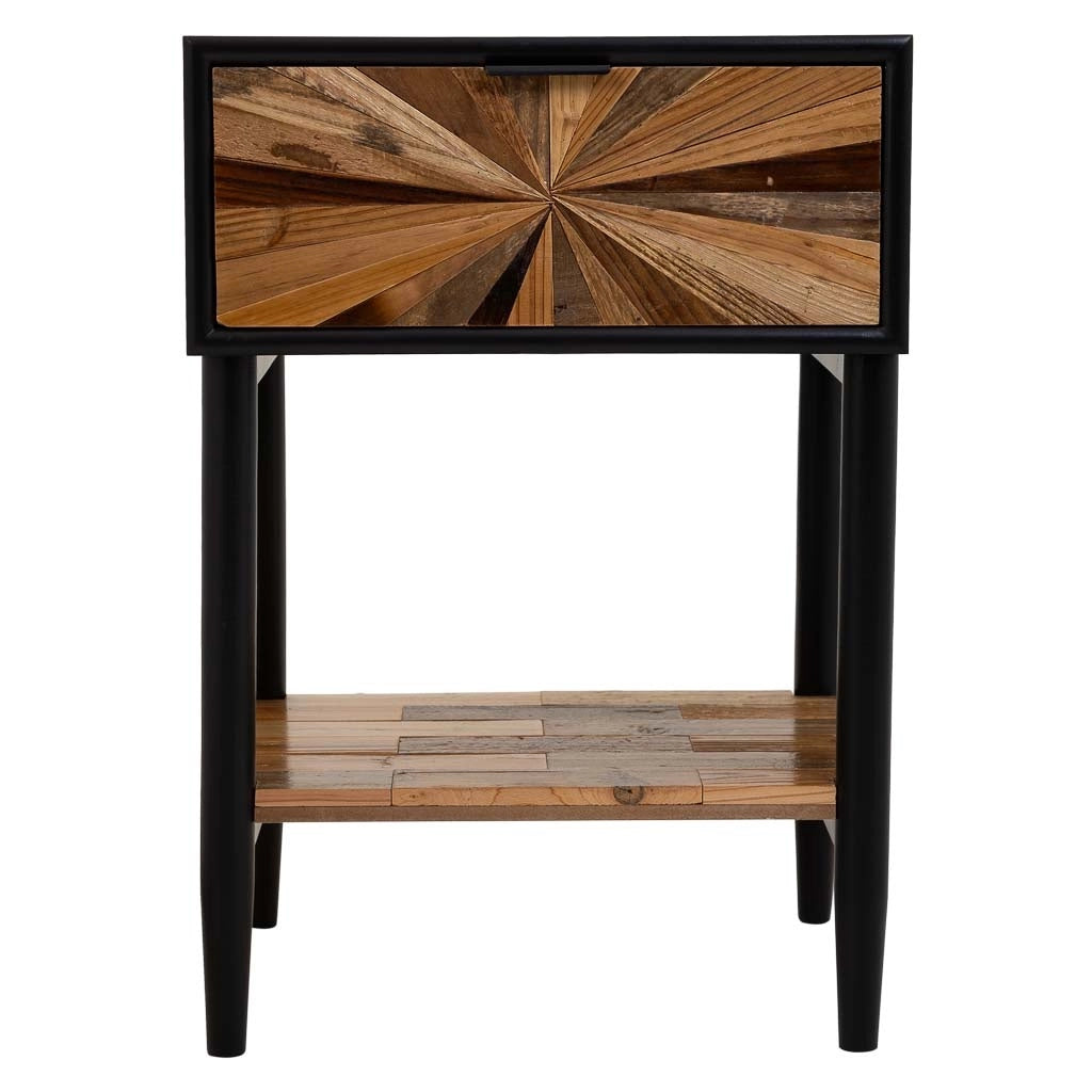 Tavolo in legno e metallo con 1 cassetto e 1 ripiano marrone 41x32x60
