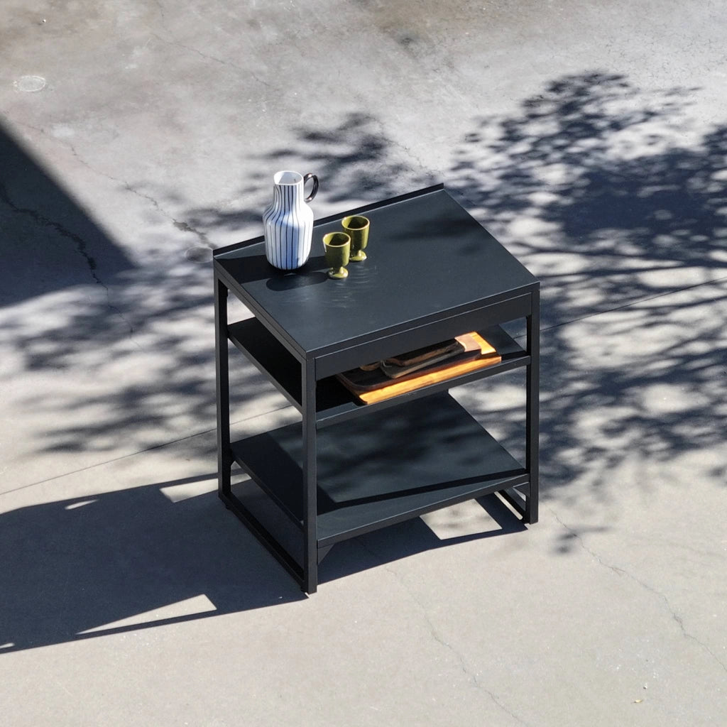 Cucina esterna in acciaio 2 ripiani, 80cm, nero