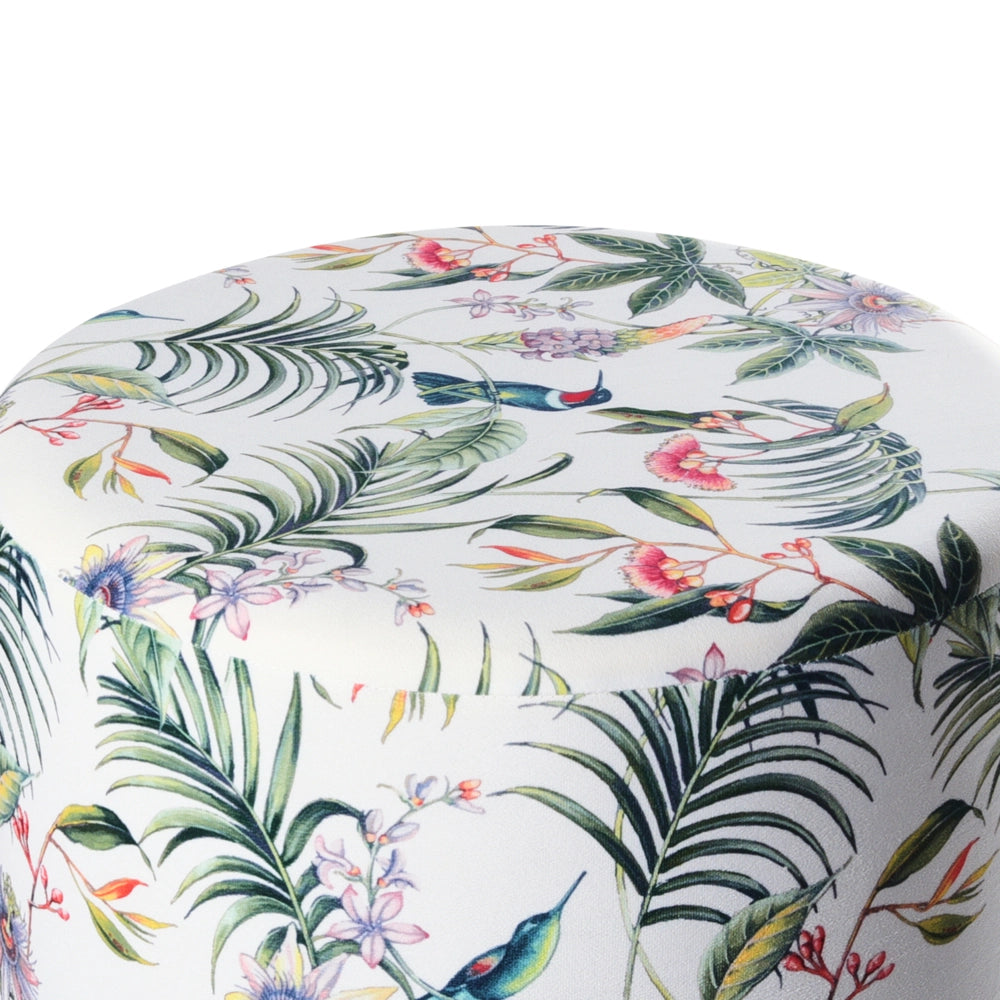Pouf ottomana poggiapiedi rotondo in velluto multicolore moderno