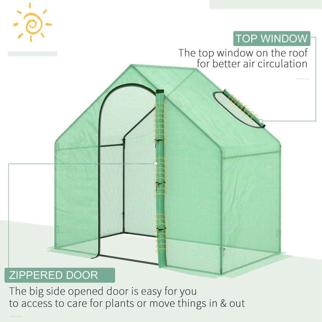 EasyComfort Serra da Giardino con Porta a Cerniera e Presa d'Aria, 4 Funi e Paletti Inclusi, 180x100x168 cm, Verde