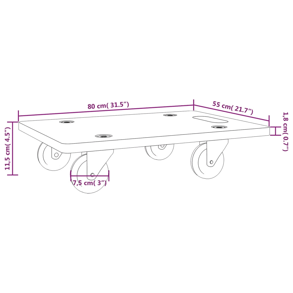 Pedane di Trasporto 2 pz Rettangolari 80x55x11,5 cm 250 kg 154891