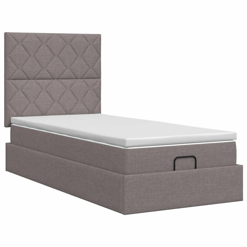 Letto ottomano con materasso Tortora 90 x 200 cm Tessuto 3457546