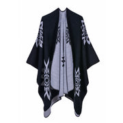 Sciarpa/stola da donna autunno/inverno, versatile, due in uno: calda mantella in cashmere double-face per viaggi e campeggio.