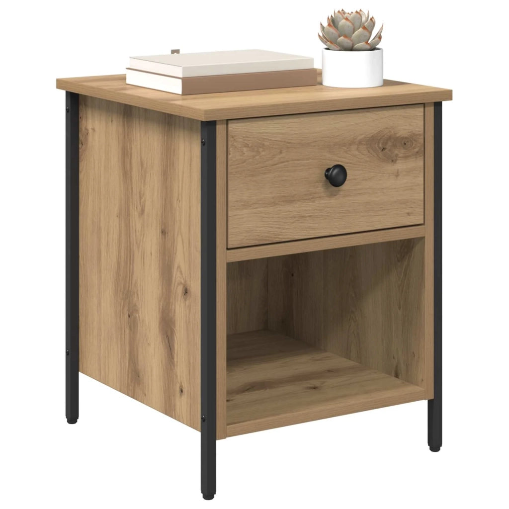 Set di 2 Comodini | Armadio da Notte | Mobiletto da notte Rovere artigianale 40 x 42 x 50 cm
